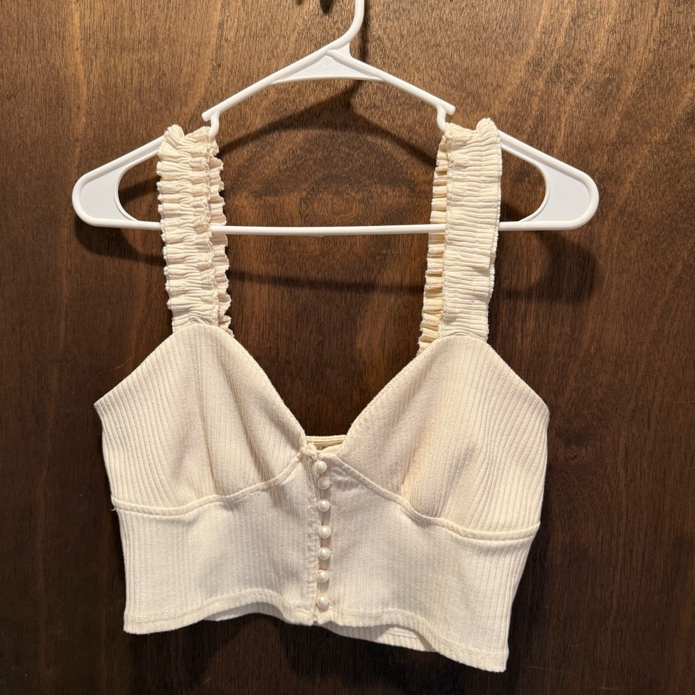 Dacey Ruffle White Tank Top - Picture 2 of 3